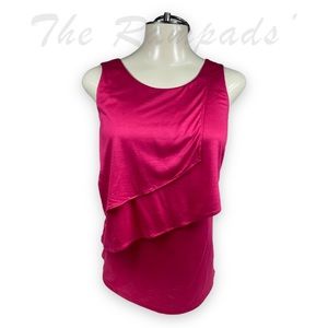 NWT Ann Taylor Fuchsia Ruffle Layer Tank Top Size Small